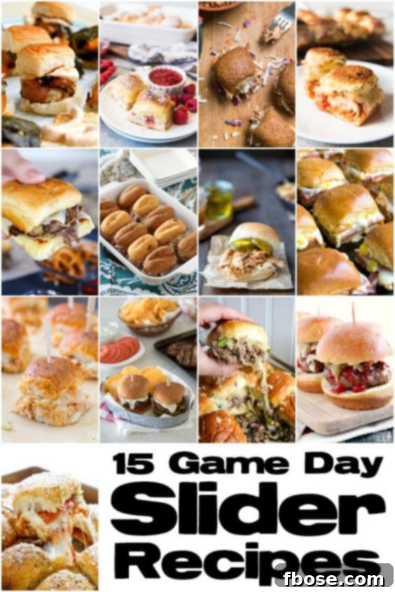 Collage of various slider recipes, including savory and sweet options.