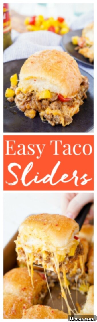 A Pinterest-ready image of Easy Taco Sliders, encouraging readers to save the recipe for later.
