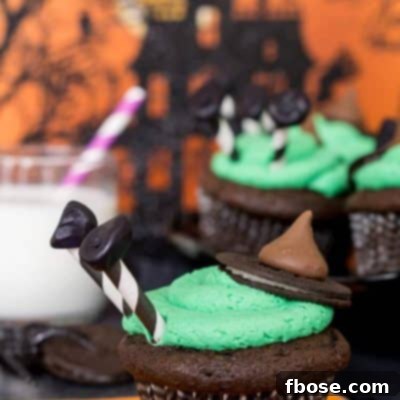 A finished Melted Witch Cupcake ready to be enjoyed.
