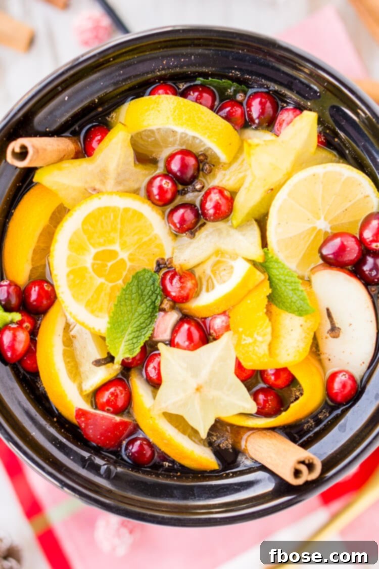 Fresh orange slices, cinnamon sticks, and cranberries arranged for a DIY Holiday Crock Pot Potpourri.