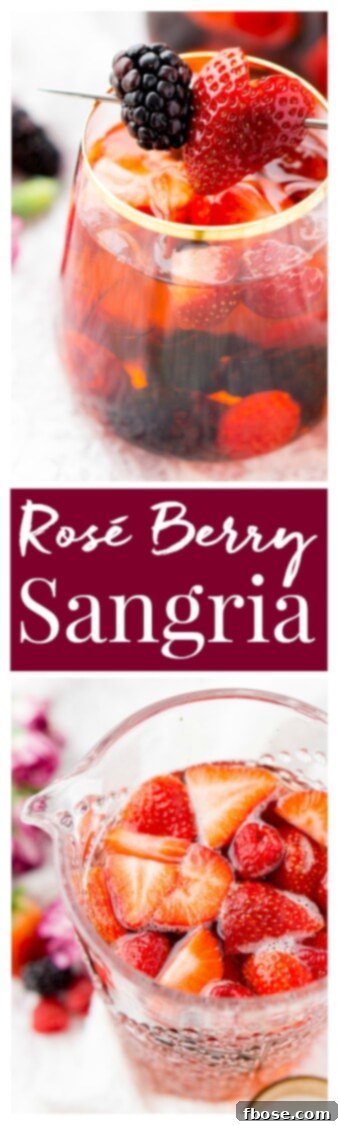 Rosé Berry Sangria is the perfect batch cocktail for Valentine's Day, Bridal Showers, and more! Made with rosé wine, Chambord, blackberry brandy, lemon-lime soda, and fresh berries!