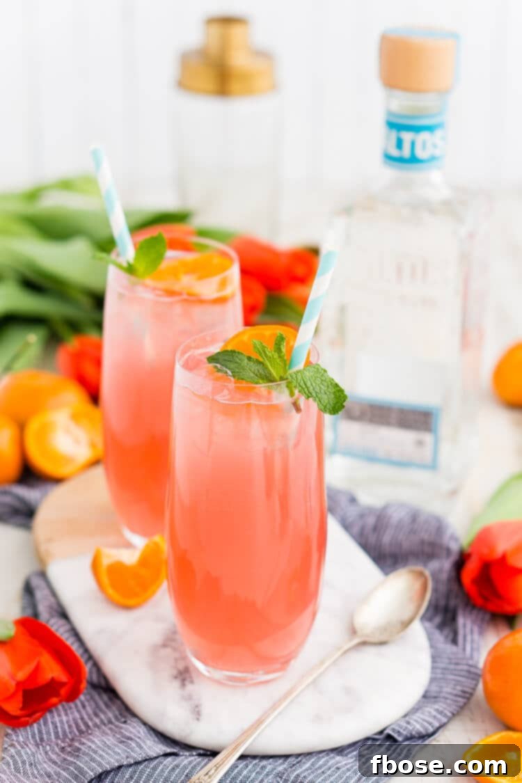 Cactus Cooler Tequila Cocktail with a mix of orange, tangerine, lime, and cranberry juices, tequila, triple sec, and lemon-lime soda.