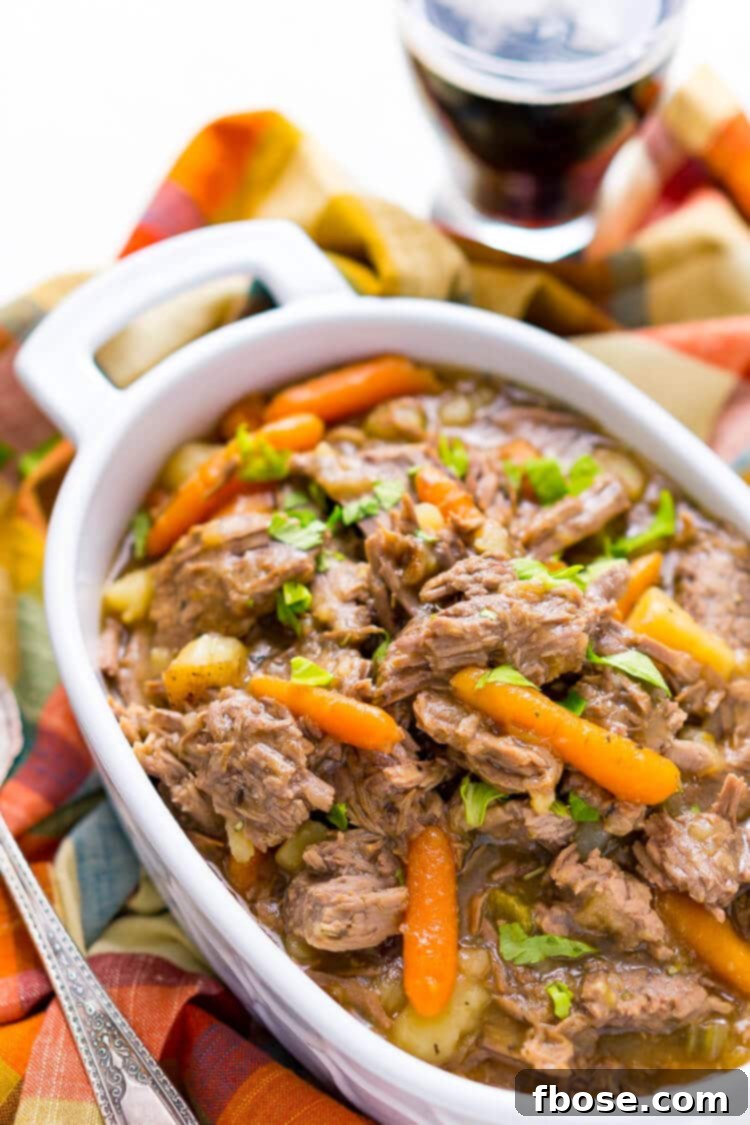 Instant Pot Pot Roast, a fast and delicious homestyle dinner recipe, ready in about an hour. Features tender beef with carrots, potatoes, and celery.