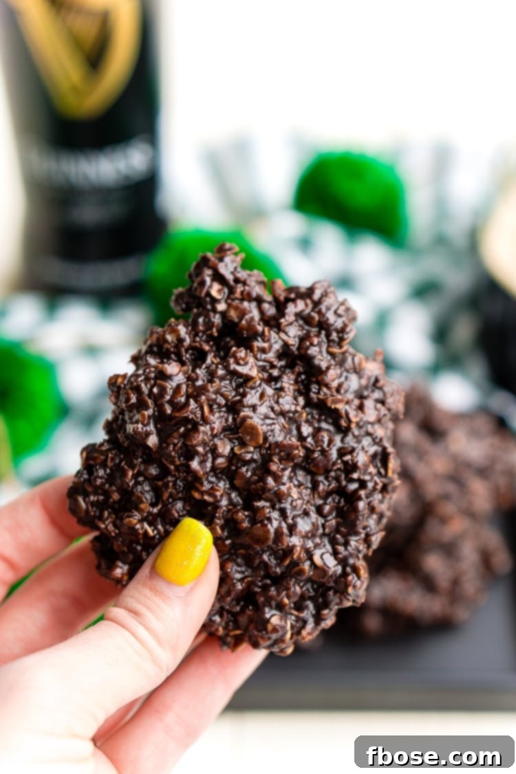 Dark Chocolate Guinness No Bake Cookies, a decadent treat for celebrations.