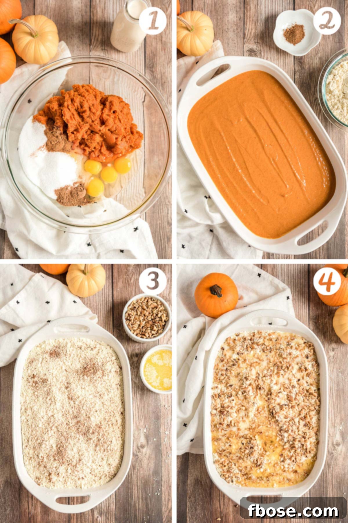 step-by-step photos of how to make pumpkin dump cake.
