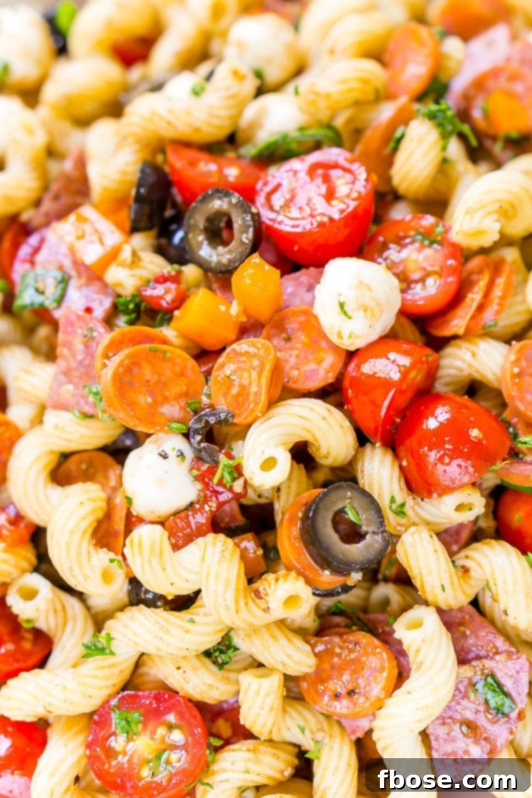 Effortless Antipasti Pasta Salad 5 Antipasti Pasta Salad recipe is loaded with veggies, cheeses, herbs, and meats and coated in a simple balsamic and olive oil dressing.