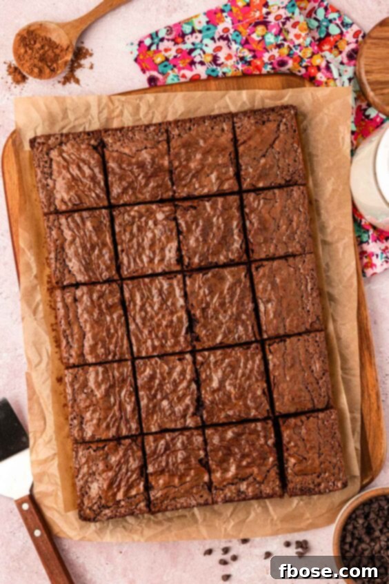 Sliced brownies on a table.