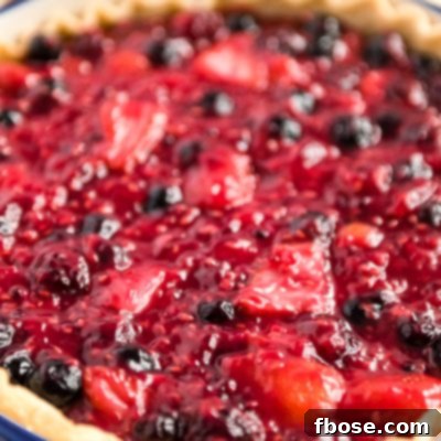 Close up of Mixed Berry Pie.
