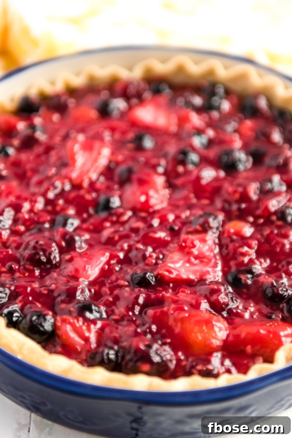 Close up of Mixed Berry Pie.