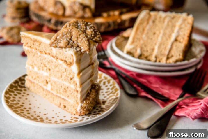 Spiced Bourbon Caramel Decadence 5 A stack of two Bourbon Caramel Spice Cake layers, with a generous layer of bourbon caramel cream cheese buttercream in between.