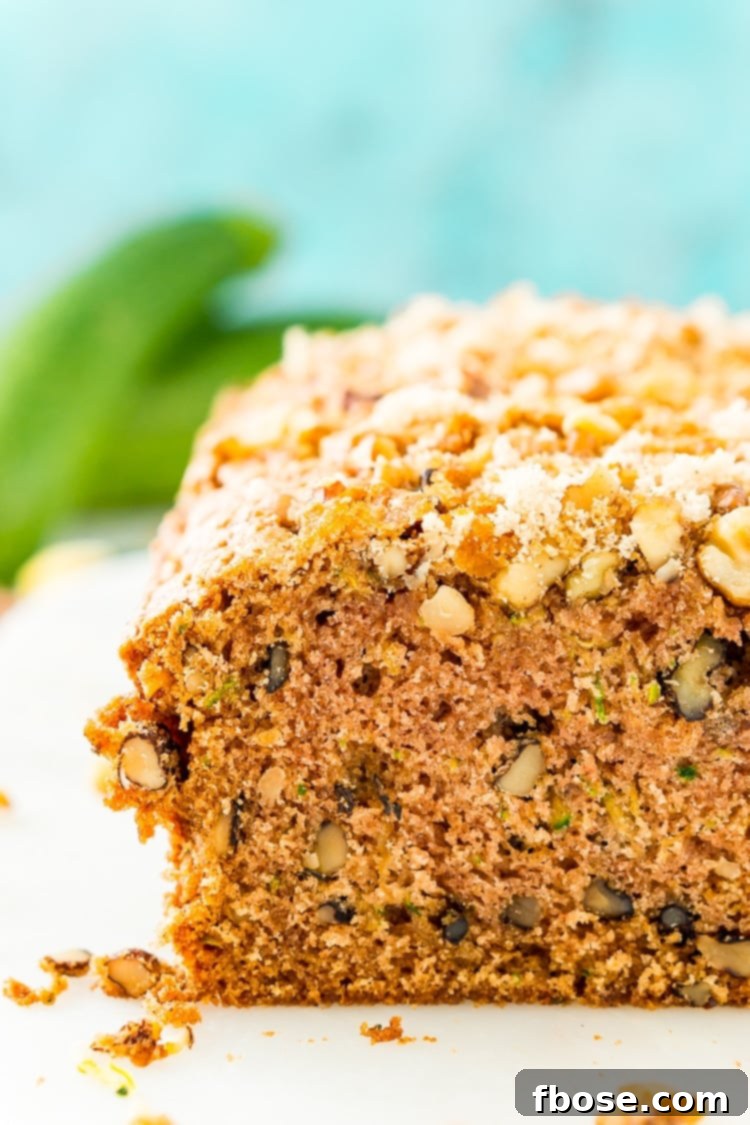 Deliciously moist Zucchini Bread with walnuts and cinnamon
