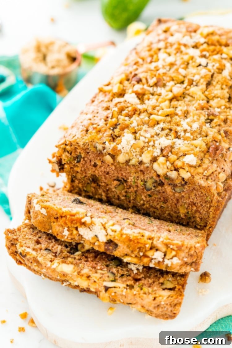 Close-up of baked Zucchini Bread slice