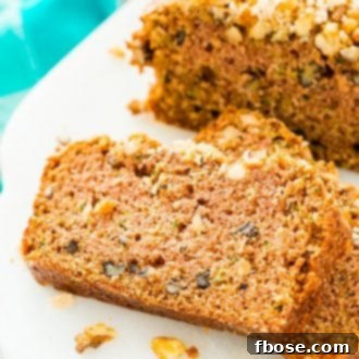 Close-up of baked Zucchini Bread slice