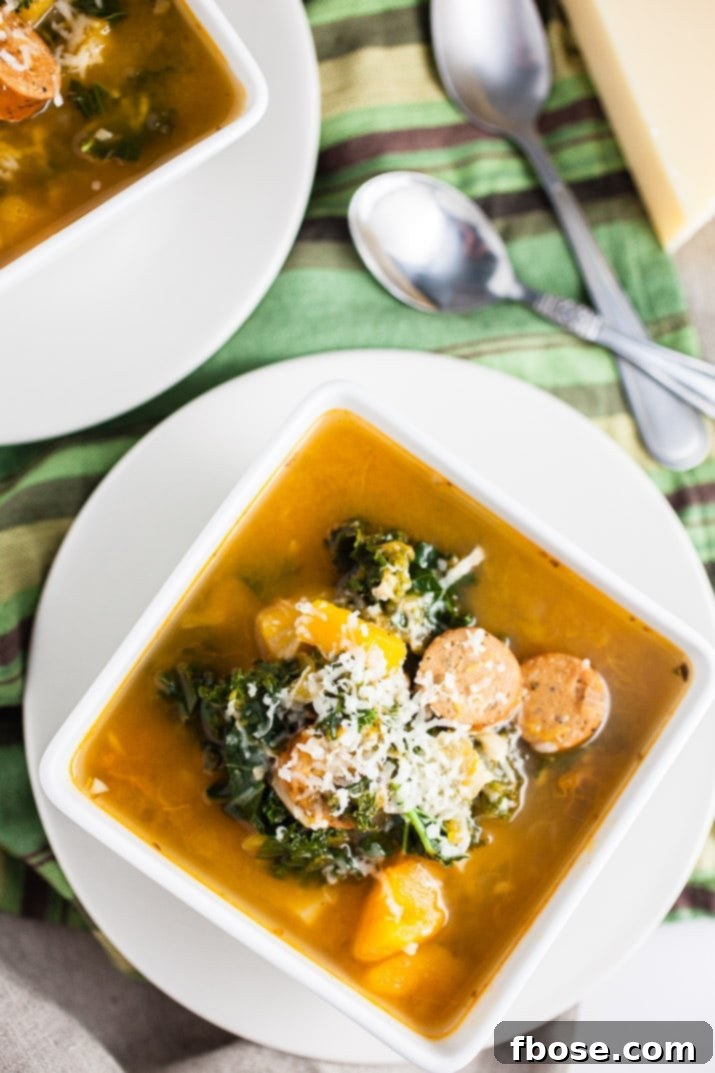 Ingredients for Crockpot Butternut Squash, Sausage, and Kale Soup
