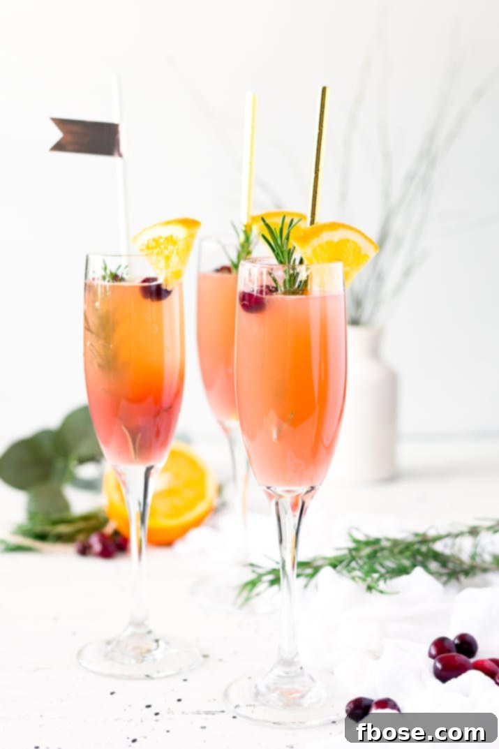 This Cranberry Orange Mimosa is the perfect cocktail for winter brunch! Made with cranberry and orange juice and champagne it's a fruity drink that you can serve up for Christmas or New Year's Eve or any other weekend celebration!