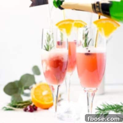 This Cranberry Orange Mimosa is the perfect cocktail for winter brunch! Made with cranberry and orange juice and champagne it's a fruity drink that you can serve up for Christmas or New Year's Eve or any other weekend celebration!