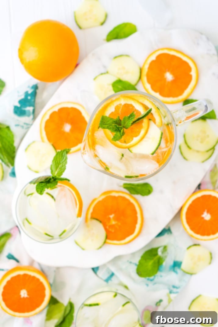 Crisp Orange Cucumber Delight 4 Three Glasses of Spa-Inspired Cucumber Water with Orange Slices and Mint Leaves