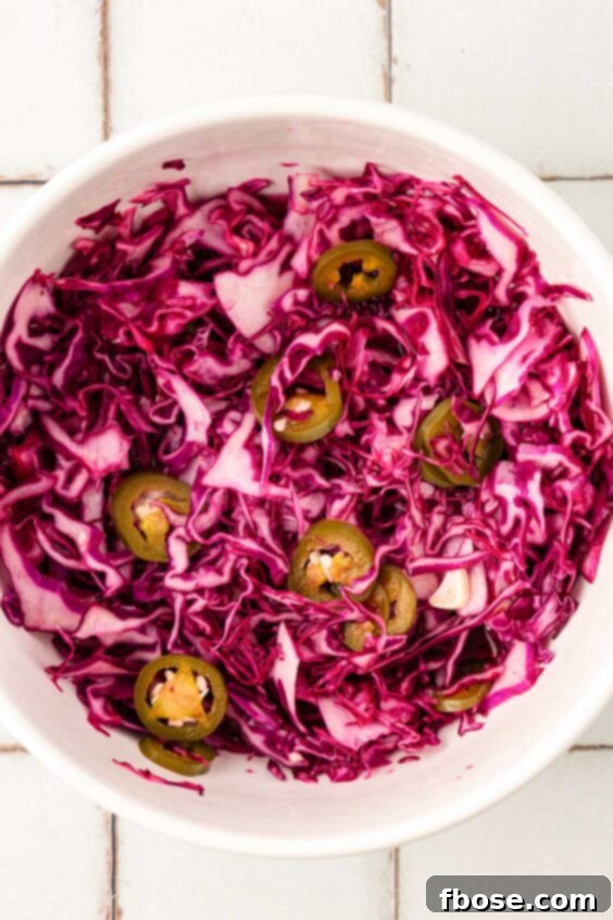 Pickled cabbage in a bowl.