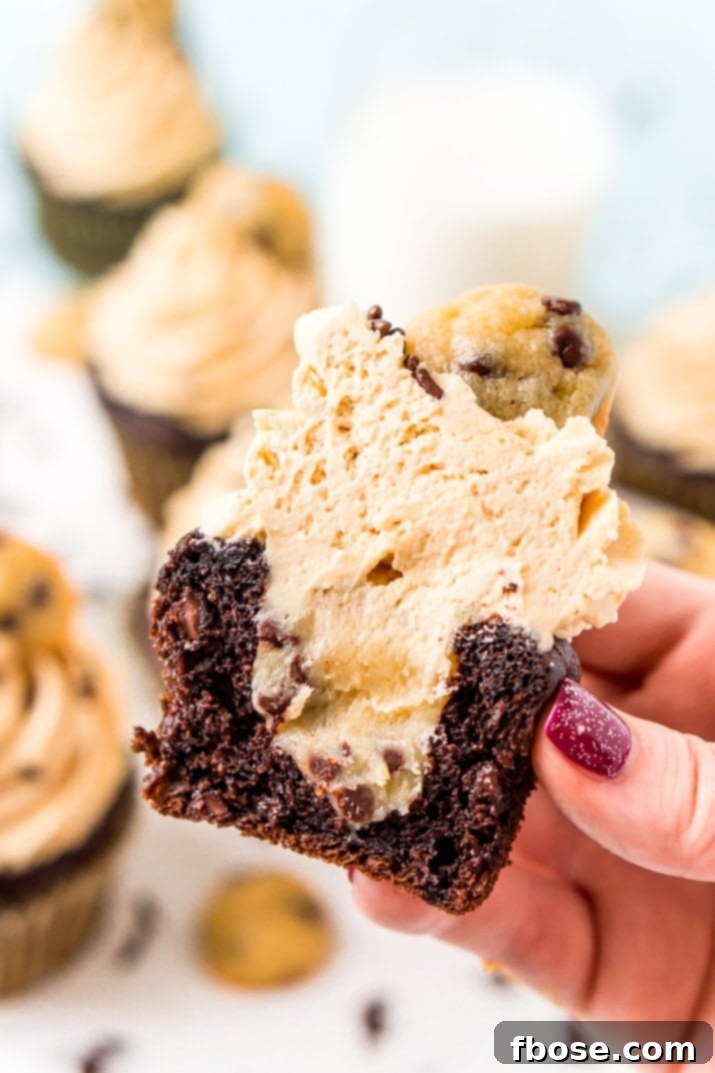 Cookie Dough Stuffed Peanut Butter Chocolate Cupcakes 7 Recipe for Chocolate Chip Cookie Dough Cupcakes with Peanut Butter Frosting