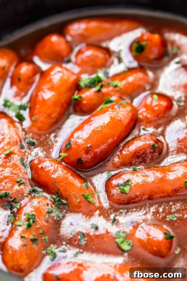 Slow Cooker Peach Barbecue Little Smokies recipe for easy entertaining