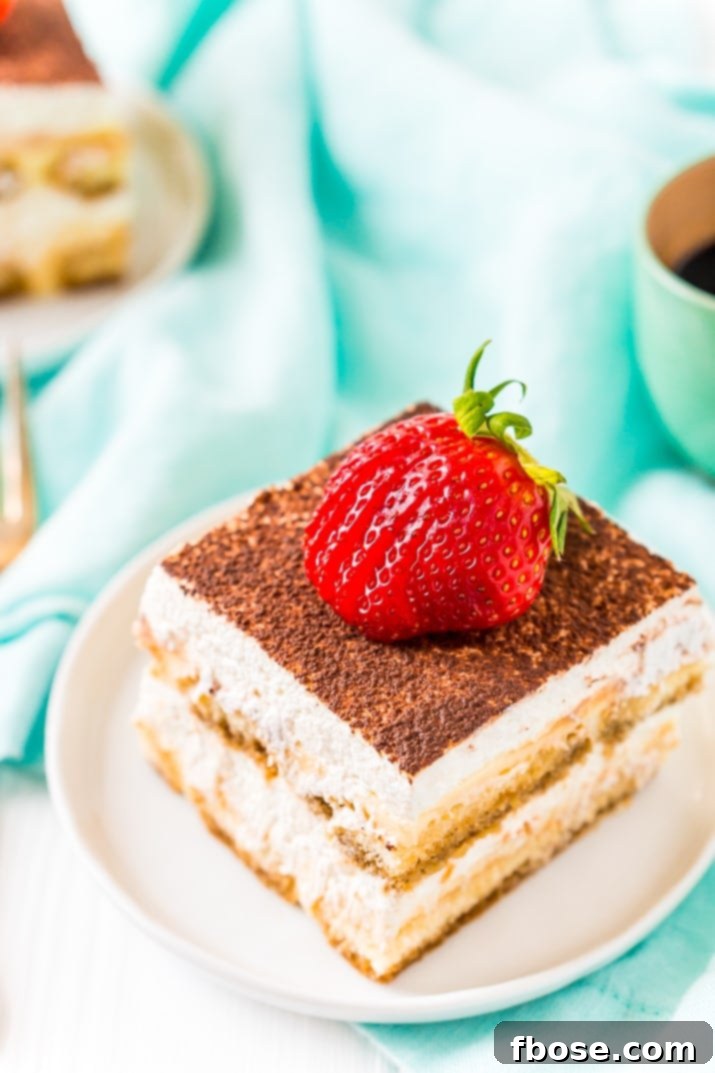 Easy Tiramisu Dessert Recipe on White Plate