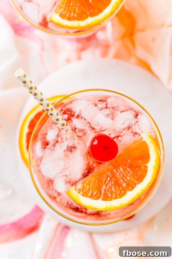 Overhead photo of a shirley temple drink.