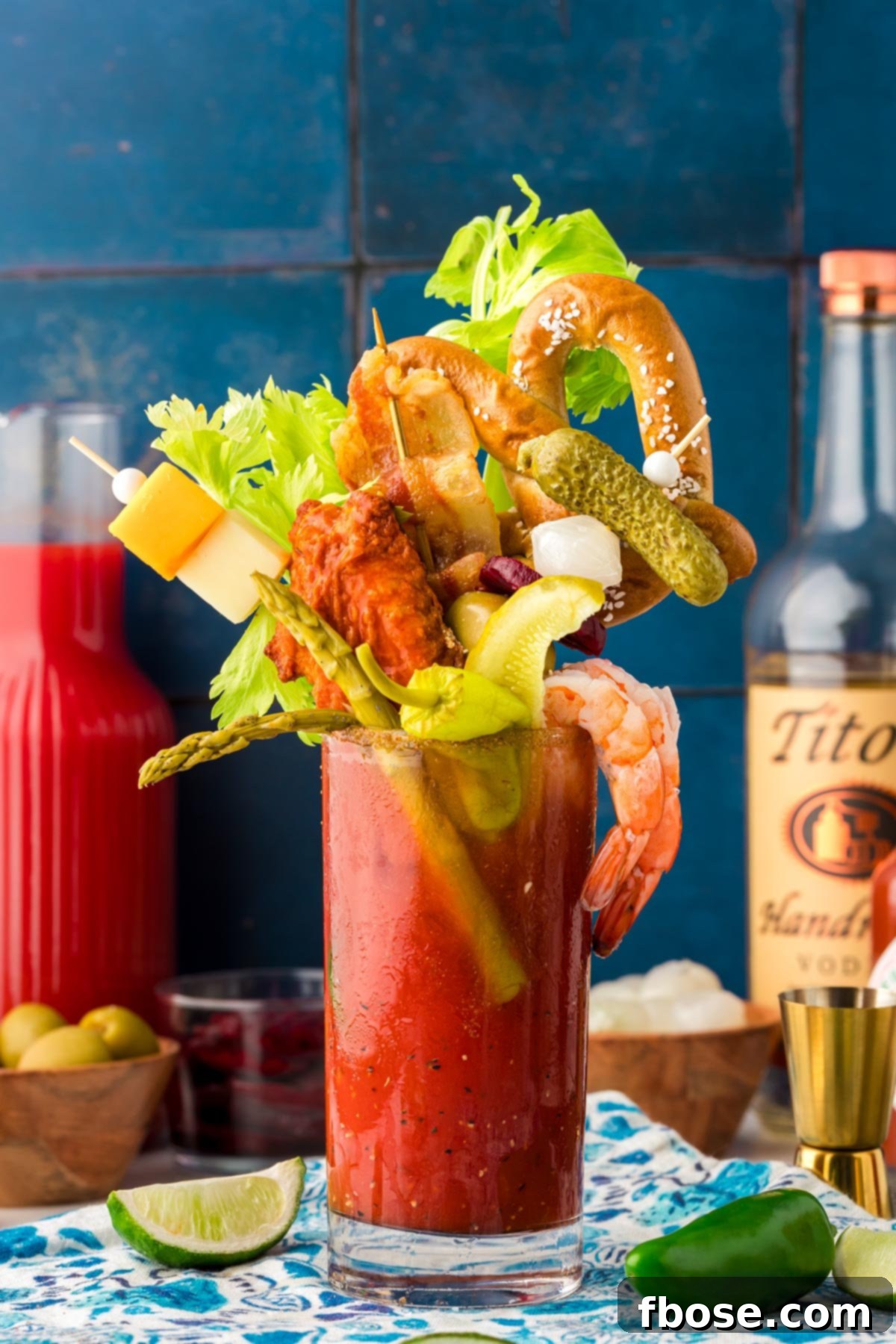 The Ultimate Bloody Mary Recipe 7 A beautifully garnished Bloody Mary in a highball glass, ready for brunch, emphasizing the rich color and inviting presentation.