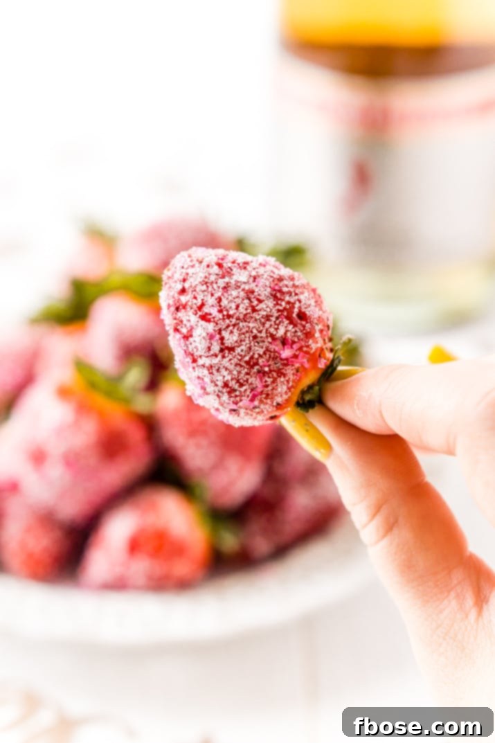 A vibrant bowl of Moscato Strawberries ready to be served, highlighting their fresh and inviting appearance for any party.