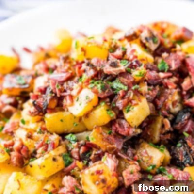 Ultimate Skillet Corned Beef Hash 6 This Corned Beef Hash is a salty and delicious breakfast dish the whole family will love! A simple hash made with brisket, potatoes, onions, butter, thyme, and pepper and a great way to use up leftover Corned Beef!