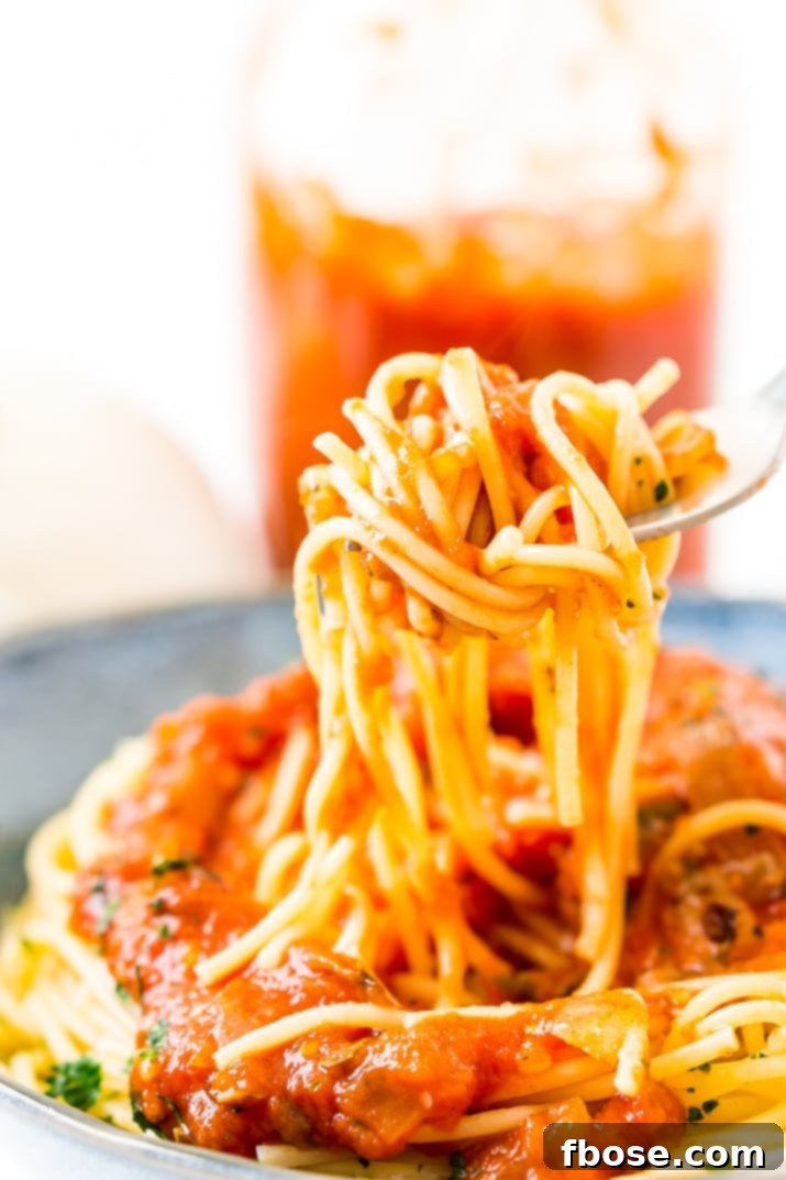 Forkful of spaghetti and pomodoro sauce forkful of spaghetti and pomodoro sauce