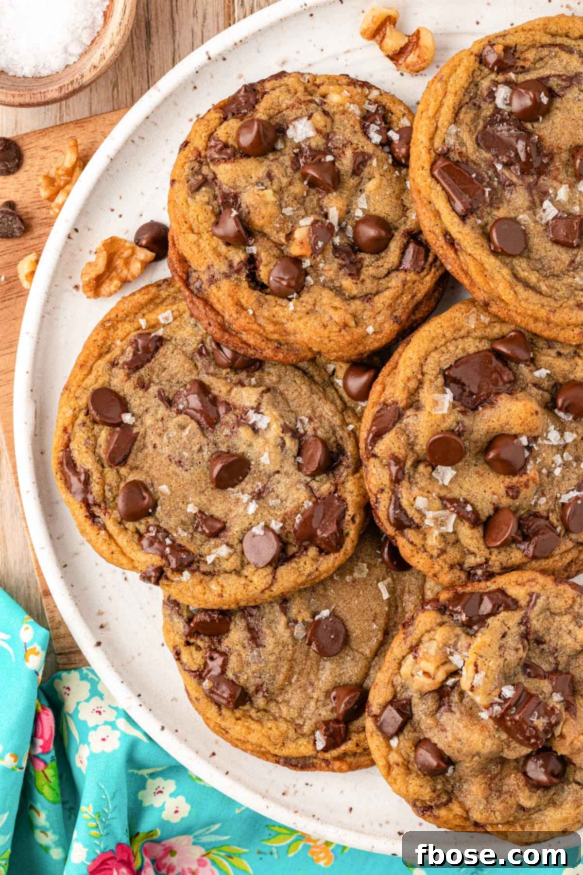 The Definitive Chocolate Chip Cookie 2 Overhead photo of toll house cookies on a plate.