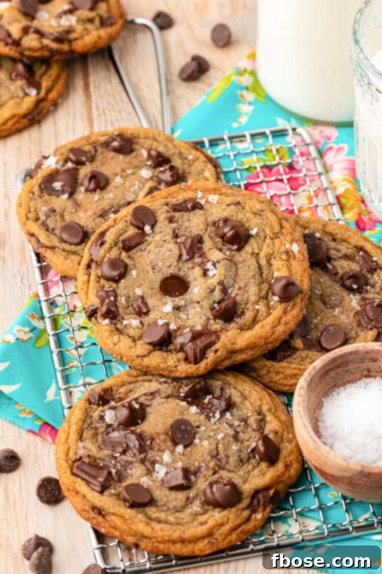 The Definitive Chocolate Chip Cookie 6 Toll House Cookies on a table.