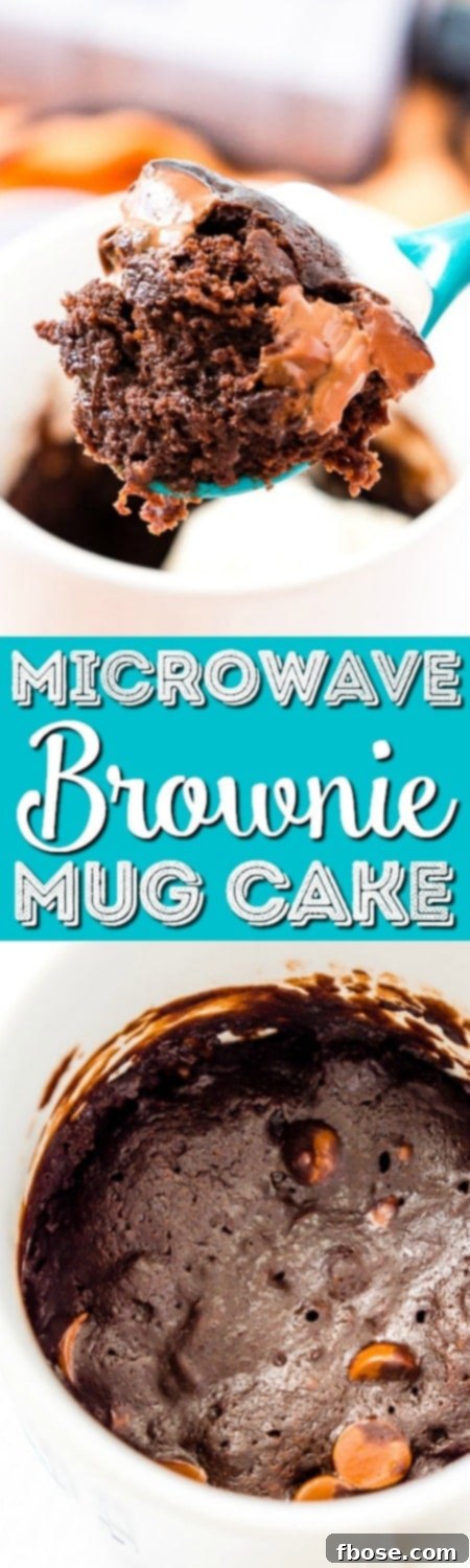 Pinterest optimized image for Microwave Brownie Mug Cake, perfect for sharing and saving this quick dessert recipe.