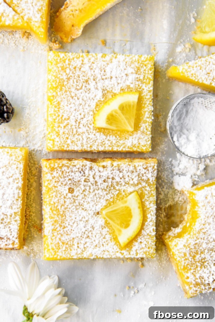 Sunshine Lemon Bars 3 Tart lemon custard & subtly sweet shortbread make these bright and tasty Lemon Bars the perfect summer treat! These highly portable dessert bars can be cut to any size you need, and are great for all your picnics in the park, outdoor barbecues, and pool parties all season long.