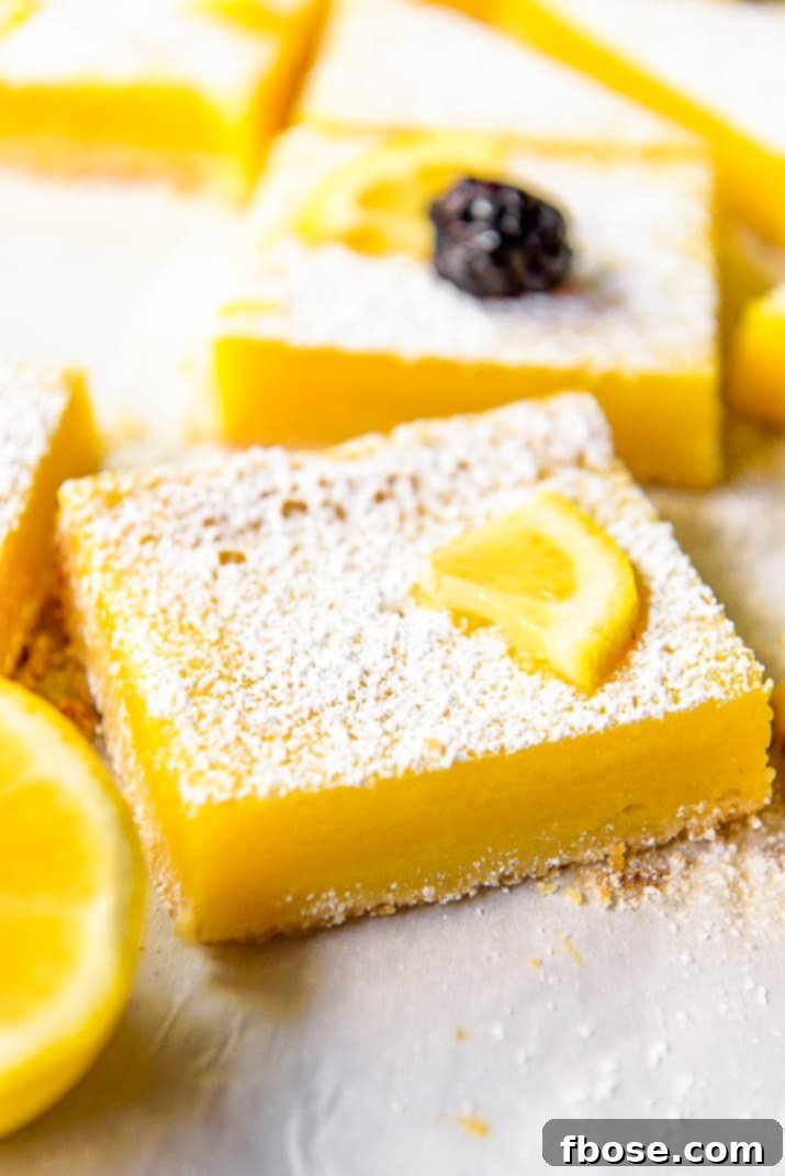 Sunshine Lemon Bars 5 Tart lemon custard & subtly sweet shortbread make these bright and tasty Lemon Bars the perfect summer treat! These highly portable dessert bars can be cut to any size you need, and are great for all your picnics in the park, outdoor barbecues, and pool parties all season long.