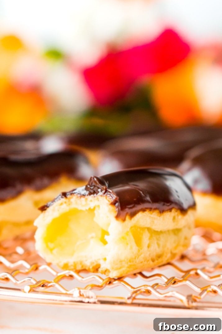 Eclair with a bit missing 