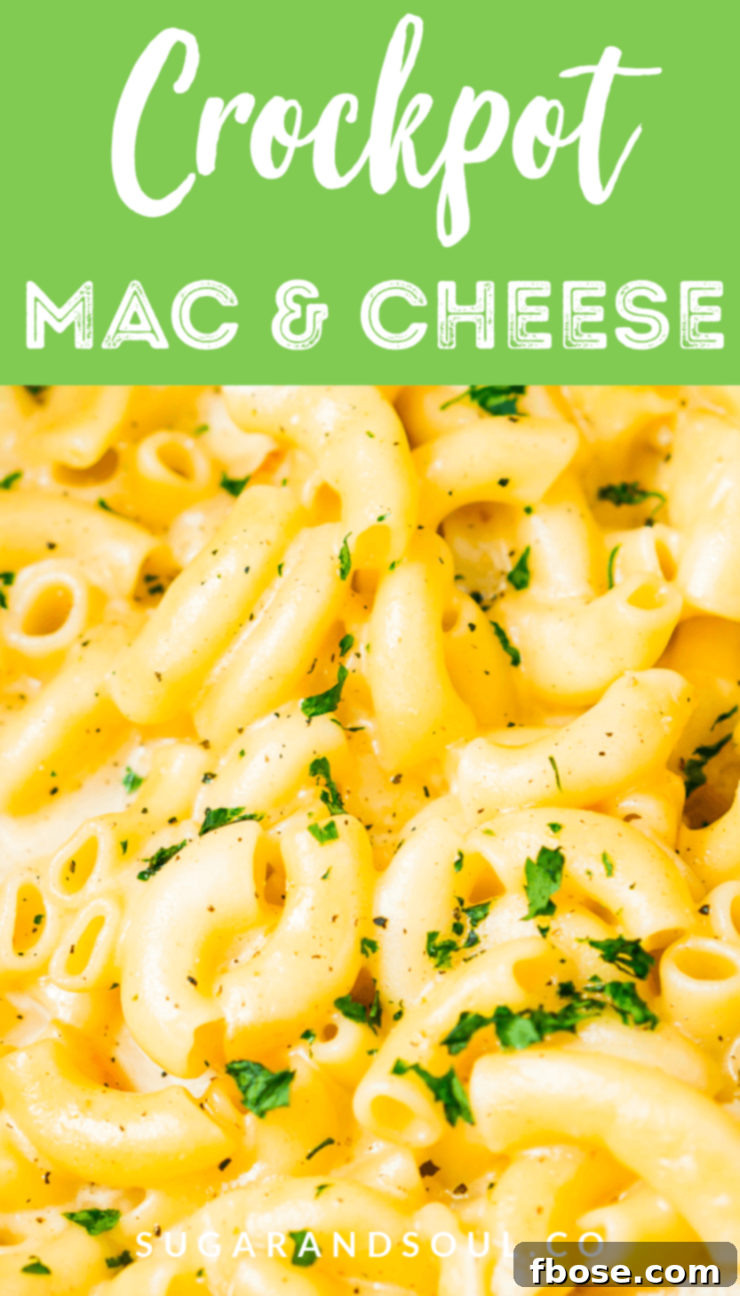 This Crock Pot Mac and Cheese is an easy and delicious dinner loaded with cheddar and Colby Jack cheeses and perfect for a weeknight meal or cozy weekend dinner!