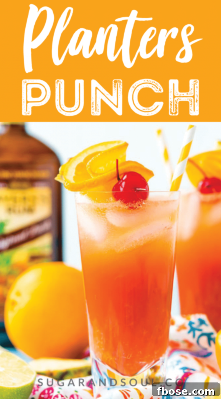 Planter's Punch: A Caribbean Classic 6 A beautifully composed image of Planter’s Punch, a vibrant tropical cocktail featuring rum, orange and pineapple juices, lime, and grenadine, ready to be enjoyed.