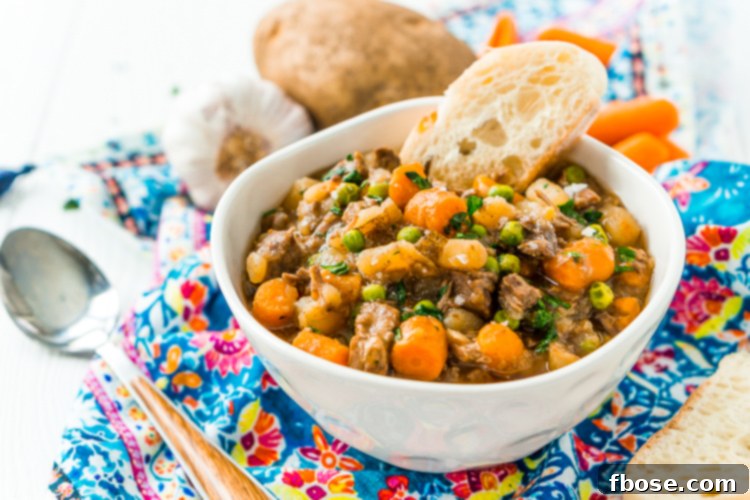 Tender Slow-Cooked Beef Stew 4 Ingredients for Crock Pot Beef Stew including diced beef, vegetables, and spices, ready for preparation.