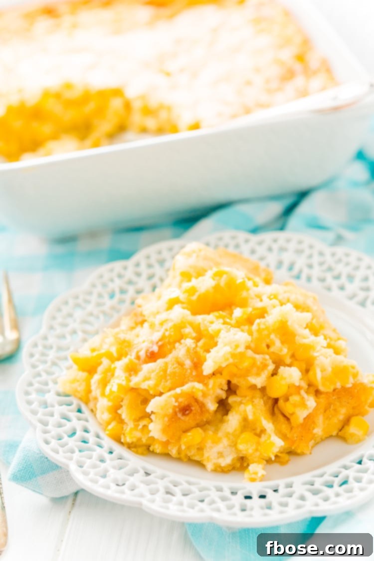 Cheesy Corn Casserole is an easy, no-effort side dish made with just 6 ingredients and ready for the oven in just 5 minutes! It's an instant family favorite during the holidays!