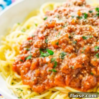 This Easy Spaghetti Bolognese Recipe is a simple take on an authentic and traditional Italian meal. Loaded with ground beef and spices and laced with Merlot wine, this quick tomato based sauce is bound to be a wholesome family favorite.