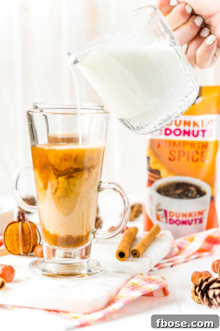Steps to make a Homemade Pumpkin Spice Latte using Dunkin' Donuts coffee