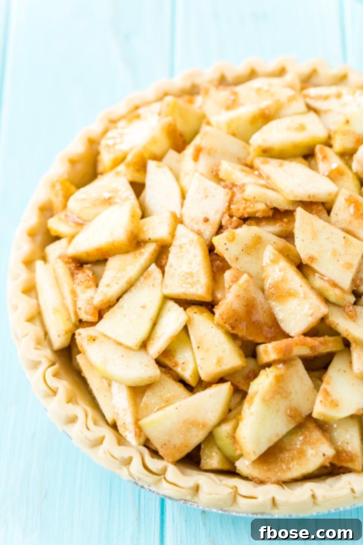 Old World Dutch Apple Pie 5 A visual guide showing how to prepare the apples and fill the pie crust for a Dutch Apple Pie.