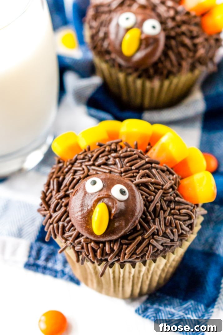 These Turkey Cupcakes are an easy-to-make treat for the kids and a fun way to celebrate the Thanksgiving season!
