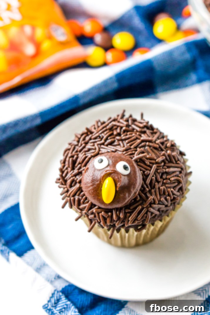 These Turkey Cupcakes are an easy-to-make treat for the kids and a fun way to celebrate the Thanksgiving season!
