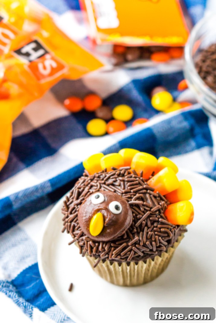 These Turkey Cupcakes are an easy-to-make treat for the kids and a fun way to celebrate the Thanksgiving season!