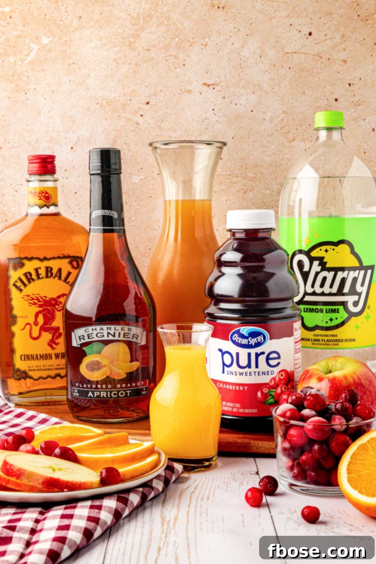 Ingredients to make Thanksgiving Punch on a table.