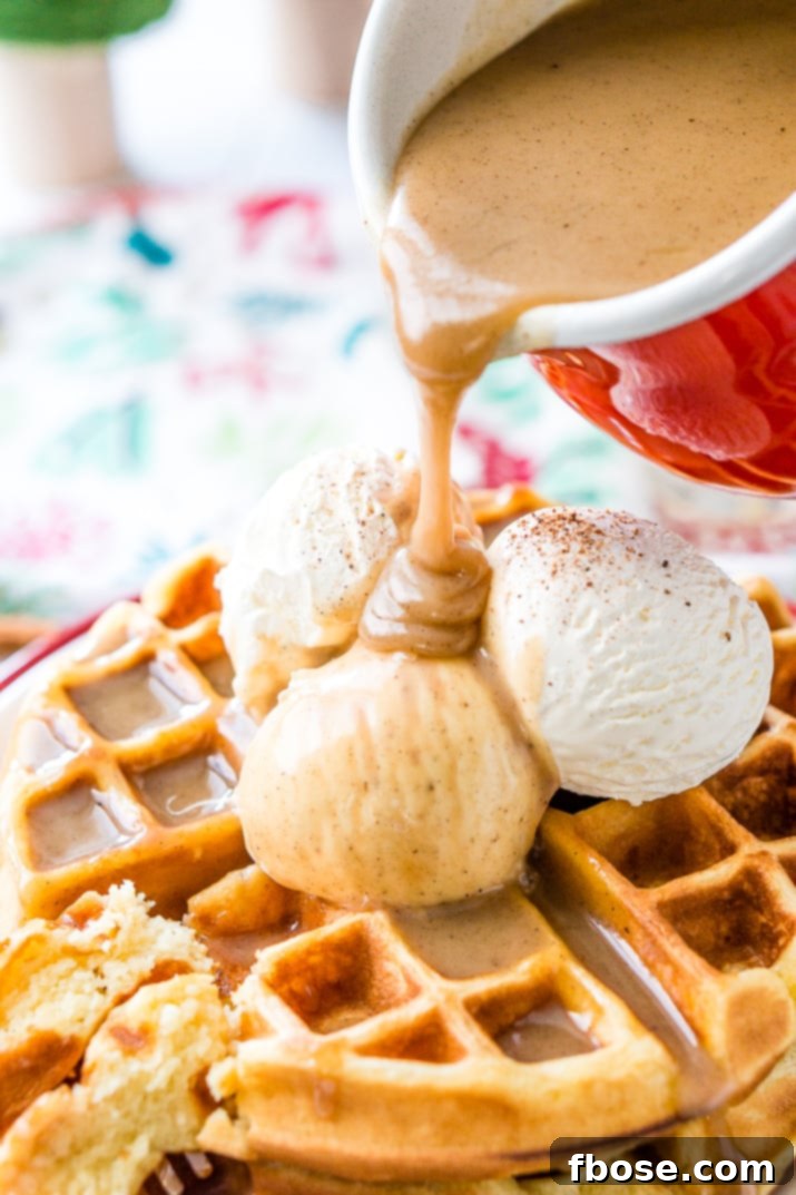 Spiced Eggnog Waffles 3 Eggnog Waffles are crisp and golden on the outside and fluffy on the inside, topped with whipped cream and spiced vanilla syrup!