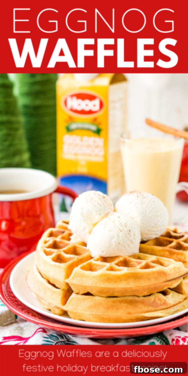 Spiced Eggnog Waffles 9 Eggnog Waffles are crisp and golden on the outside and fluffy on the inside, topped with whipped cream and spiced vanilla syrup!