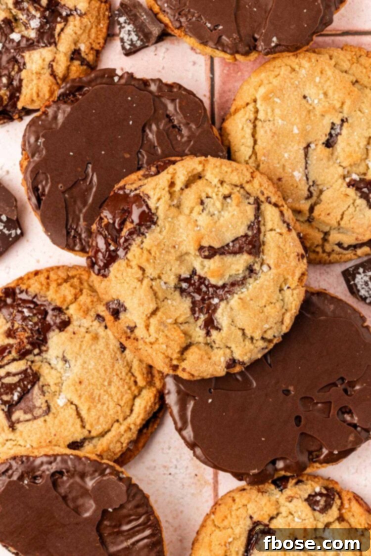 Overhead photo of Jacques Torres Chocolate Cookies on a table.